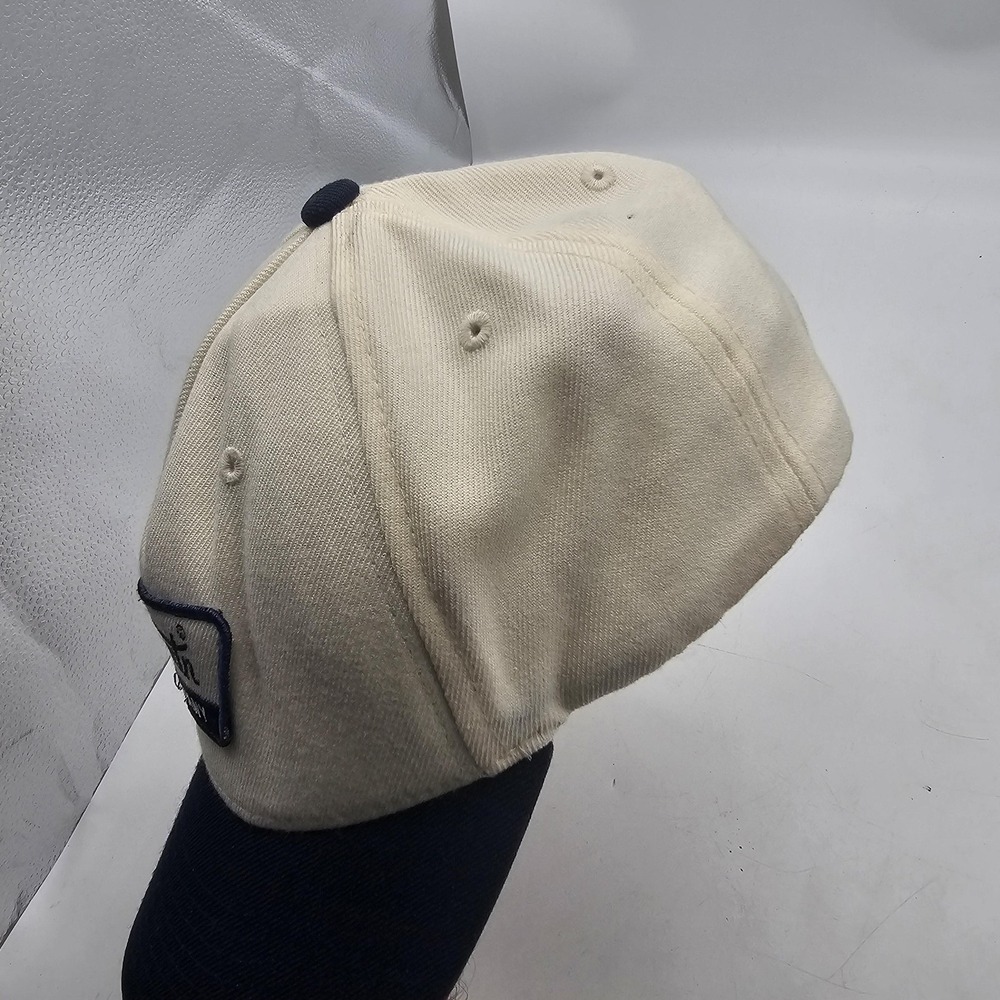 Brixton Company Hat Cap Snap Back Mens One Size Beige Navy Baseball Patch Logo - Picture 5 of 10